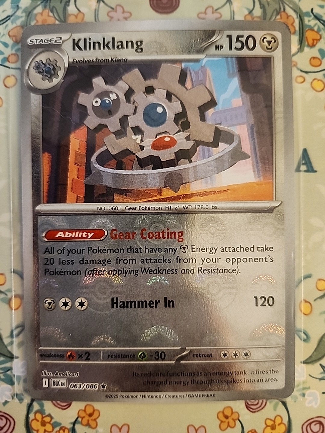 Pokemon TCG Klinklang 063/086 Black Bolt Poke Ball Reverse Holo Rare Card - NM