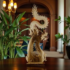Sculpture En Bois De Suar Dragon En Acacia Massif Statue
