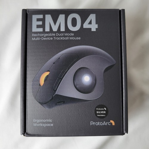 ProtoArc Wireless EM04 Ergonomic Trackball Mouse Black Gray