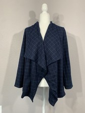BB Dakota NWT Steve Madden Open Front Cardigan Sweater Navy Window Pane Size L