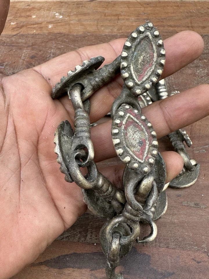 Old Ancient Brass Hand Carved Beautiful Design Belt Chain 32” - Image 4 of 4