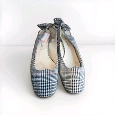 Betty Muller Black/White Houndstooth Plaid Heart Cutput Slingback Block Heel 7.5
