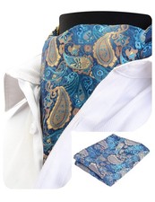 Men's Ascot Paisley Floral Jacquard Woven Gift Cravat Pocket Square Set