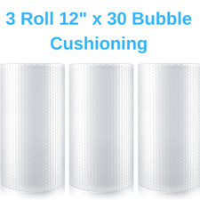 3 Rolls 12" x 30 ft. Bubble Cushioning Wrap Shipping Packing Moving Supplies