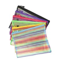 6Pcs A4 Multicolor Mesh Zipper Bags STORAGE Document File Bag