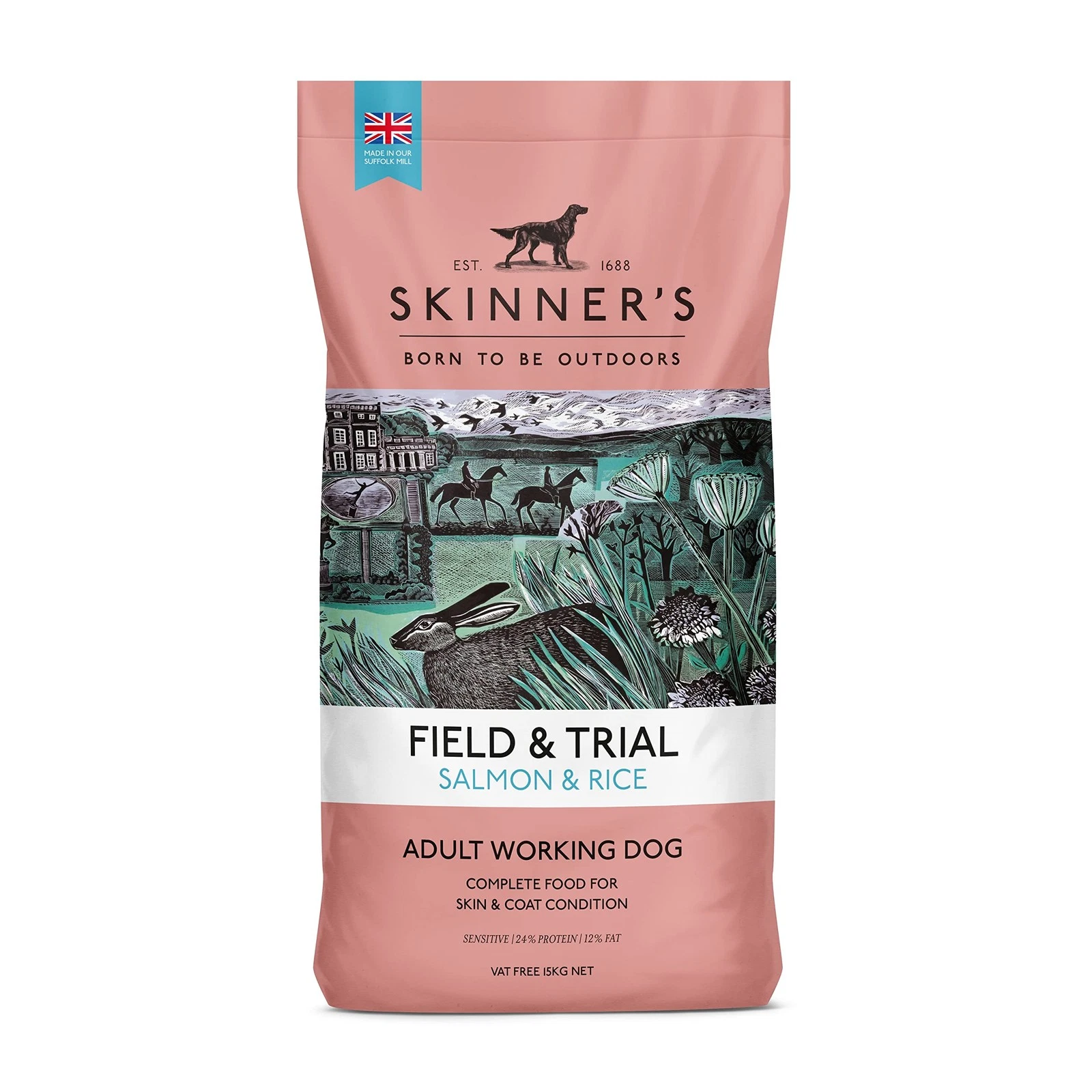 Field & Trial Salmon & Rice 15kg , Complete Dry Adult Working Dog Food,
