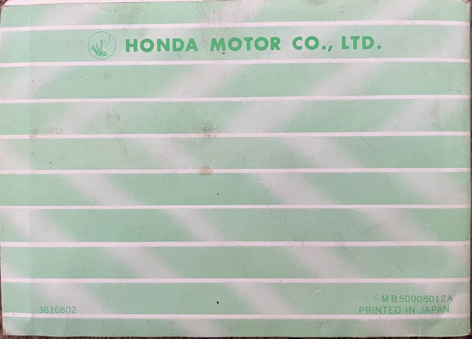 Honda MB100 / H100 Original Factory Owners Handbook With Plastic Wallet, 1980. - Image 3 of 4
