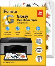 Printable Vinyl Sticker Paper for Inkjet Printer - Self Adhesive Glossy Waterpro