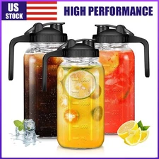 3 Pack 64 Oz Wide Mouth Mason Jar Pitchers with Airtight Lids – Leak-Proof Glass