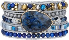 Women Gift Boho Handmade Natural Stone Crystal Leather Bead Wrap Bracelets Co