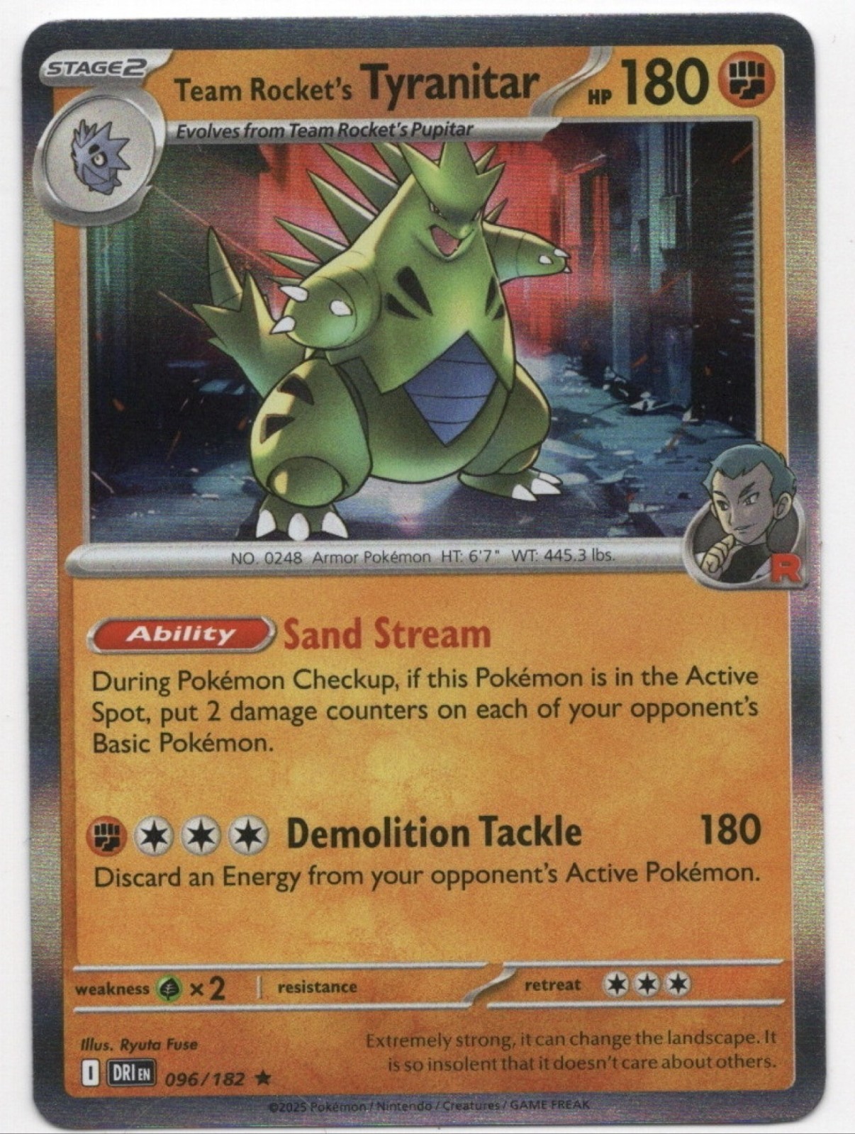 Team Rocket's Tyranitar 096/182 Destined Rivals 2025 Pokemon TCG Reverse Holo