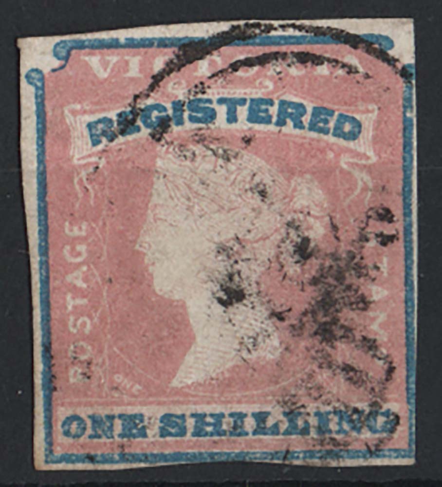 Victoria 1854 1s registered imperf sg35 fine used 3½ margins cat £250 [ref …