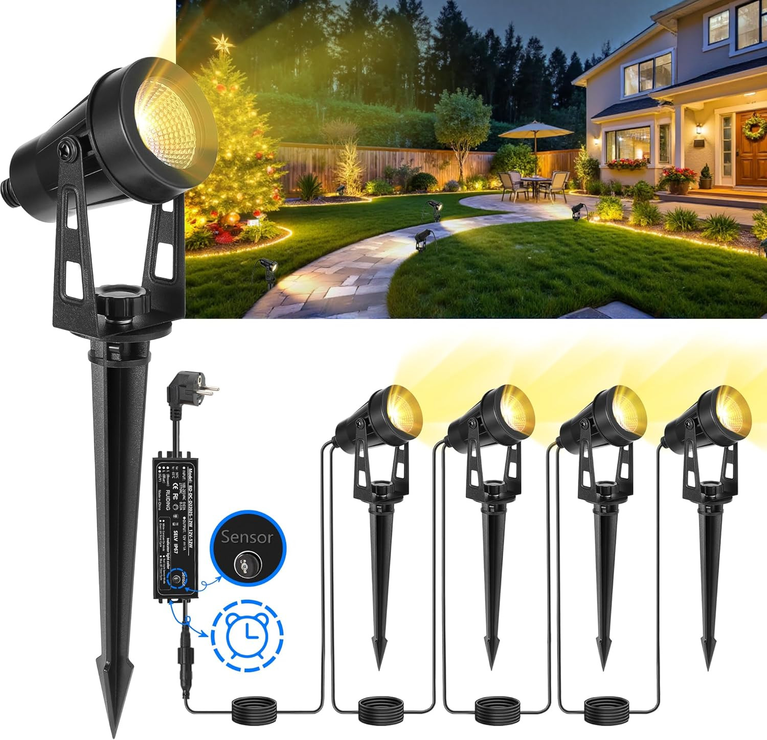 Crea Atmosfera con Faretti da Giardino 4 Pezzi 14M - Timer e IP65