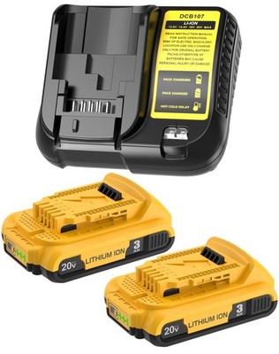 BEKBEKWAY 2Pack 3.0Ah Battery Replacement for Dewalt 20V Max Battery with DCB107