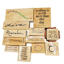 Rubber Stamp Lot of 12 Quotes Words Wood Mounted Various Brands Thank You Friend
