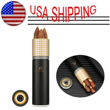 Galiner Metal Cigar Humidor Case 3-5CTS Holder Humidifier Hygrometer Portable