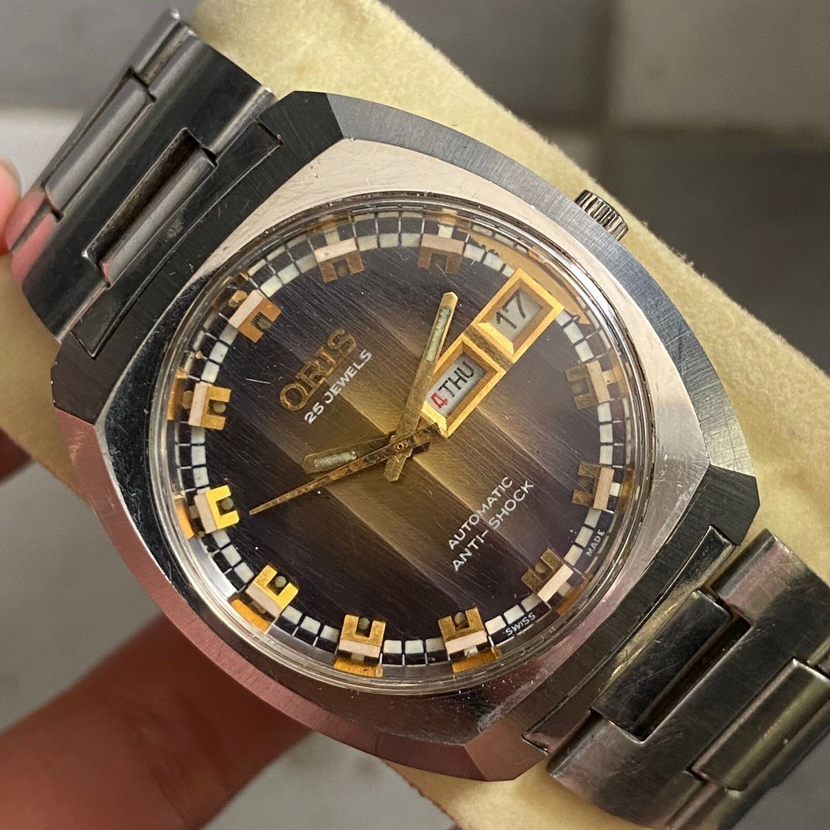 空*人様 ORIS SA7445 自動巻き ２５石 腕時計 ゴールド/ブラウン 空*人様 ORIS SA7445 自動巻き 25石 腕時計 ゴールド/ブラウン 空