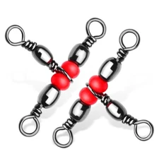 50Pcs Three Way Saltwater Fishing T-Turn Swivel Barrel Triple Swivel Cross Line