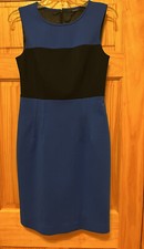 Tahari Color Block Royal Blue and Black Sleeveless Dress Size 4