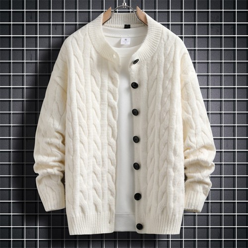 Men Knitted Cardigan Jacket Slim Long Sleeve Casual Twisted Sweater Coat Hoodie - Bild 9 von 13