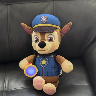 PAW Patrol Snuggle Up Chase 15'' Plush With Flashlight and Sounds Tested WORKS