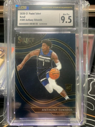2020-21 Panini Select Courtside Anthony Edwards #300 Blue Retail Rookie CSG 9.5