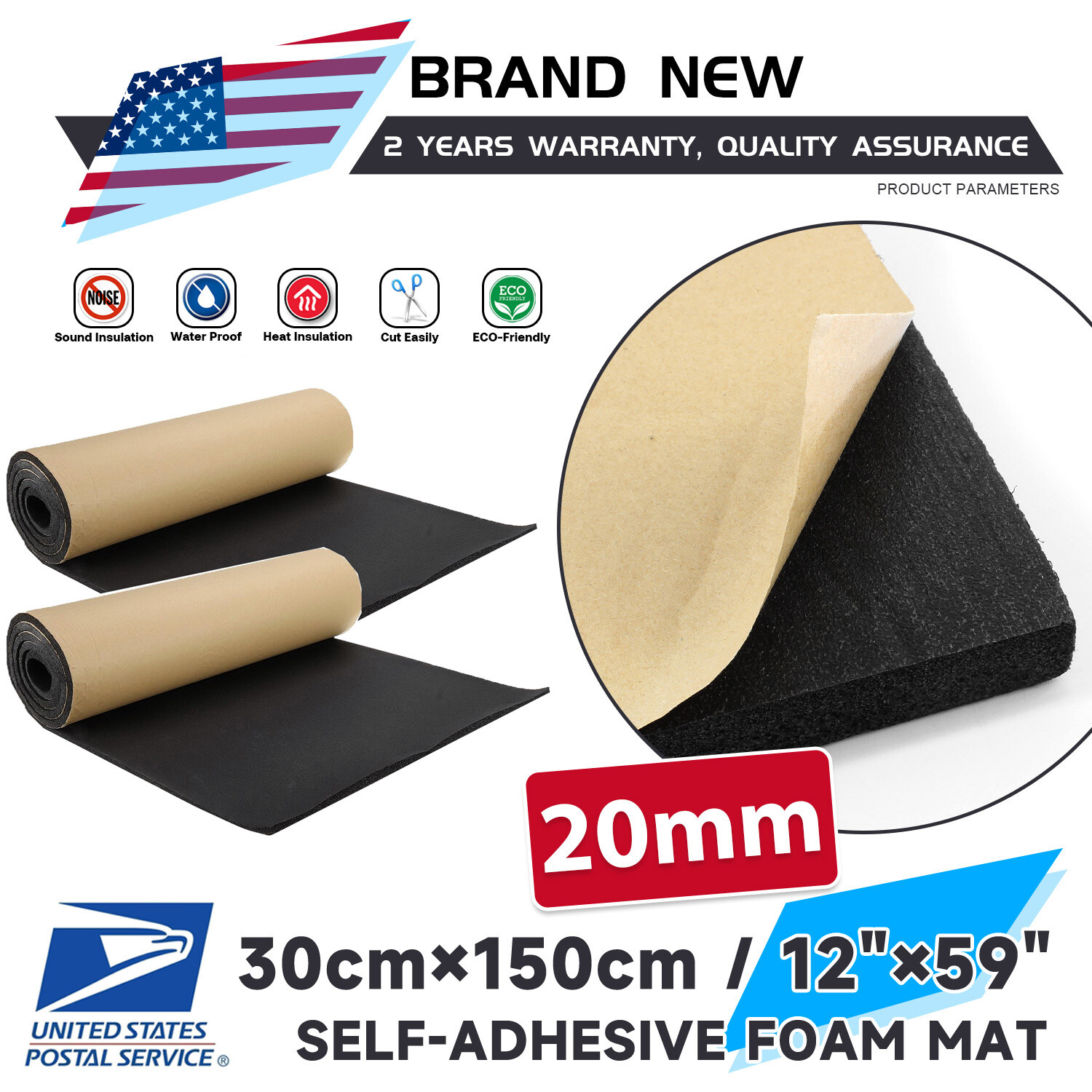 2x Car Engine Hood Firewall Heat Shield Insulation Sound Deadener Deadening Mat