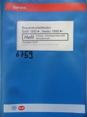 Werkstattbuch Reparaturleitfaden VW Golf Vento 5 Gang Schaltgeriebe Allrad 6759
