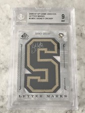 2006-07 Sp Game Used Letter Marks Sidney Crosby Letter S Auto /50 BGS 9 Auto 10