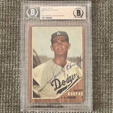 1962 TOPPS SANDY KOUFAX SIGNED LOS ANGELES DODGERS BASEBALL CARD AUTO #5