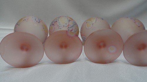 Set of 4 Rueven Art Nouveau Goblets Wine Glasses Hand Blown Painted Pink Satin - Picture 6 of 8