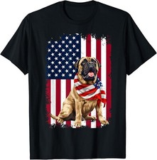 English Mastiff American Flag 4th Of July English Mastiff Gift Unisex T-Shirt