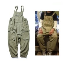 American Retro Mens Overalls Suspenders Cargo Pants Jumpsuit Multi-pocket Cotton