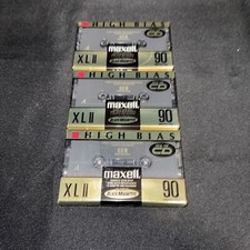 Maxell XLII 90 Minute High Bias Audio Cassette Tape - 3 Three New Sealed Tape