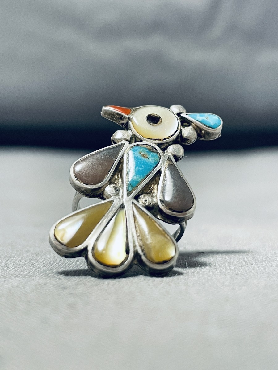 Intricate Vintage Zuni Native American Turquoise Coral Sterling Silver Earrings Intricate Vintage Zuni Native American Turquoise Coral Sterling Silver Earrings