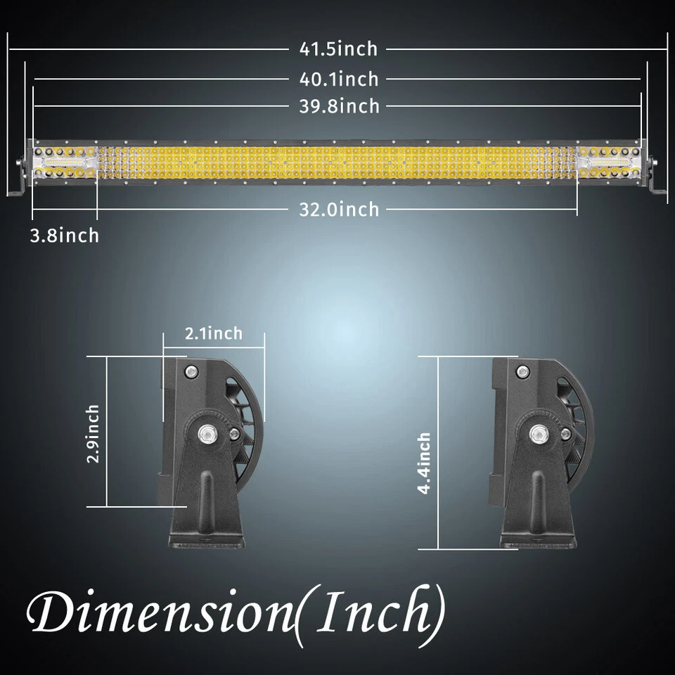 40/42Inch LED LIGHT BAR Tri Quad Row Spot Flood Combo Truck Offroad 4WD ATV SUV - Image 4 of 4