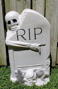 RIP Gravestone Blow Mold w/ Skeleton and Rats TPI Vintage 27" No Light