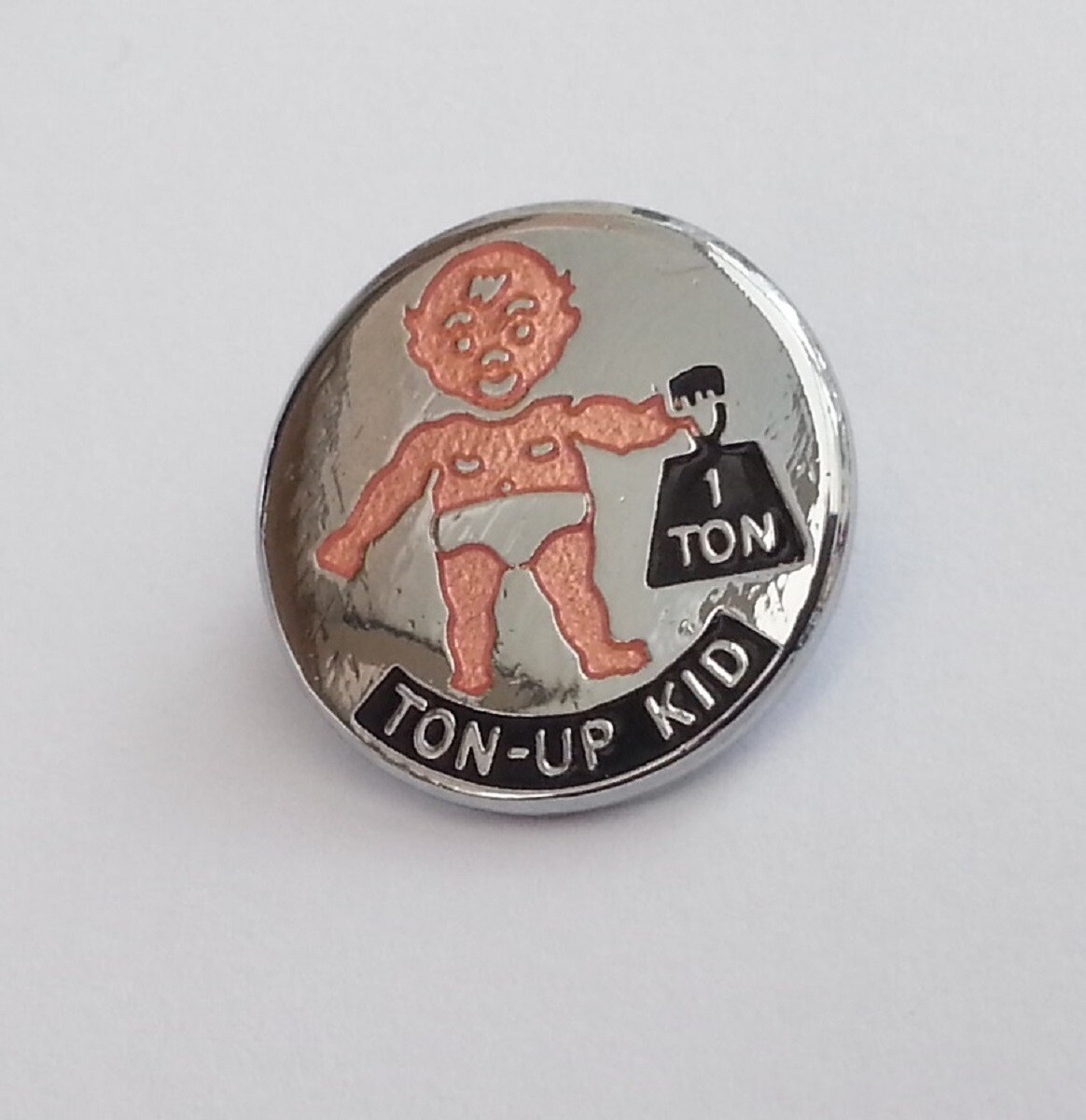 TON UP KID ENAMEL LAPEL PIN BADGE CAP BADGE