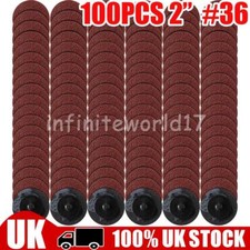 100X 2" Type R Roll Lock Quick Change Discs Die Grinder Sanding Pads #36