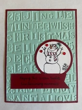 Snowman season Christmas holiday winter card kit of 10 made w/ Stampin' Up!