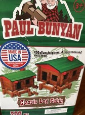 200 Piece Log Building Set Paul Bunyan Real Wooden Pieces Made In The USA