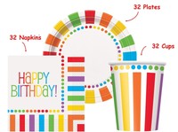 Kedudes Rainbow Birthday Party Set Supplies For 32 Guests - 32 Plates 9 32 C... on sale Kedudes Rainbow Birthday Party Set Supplies For 32 Guests - 32 Plates 9 32 C... on sale