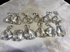 12 Clear Glass Cut Crystal Chandelier Lamp 2 1/2  Tear Drop Prisms Double Point