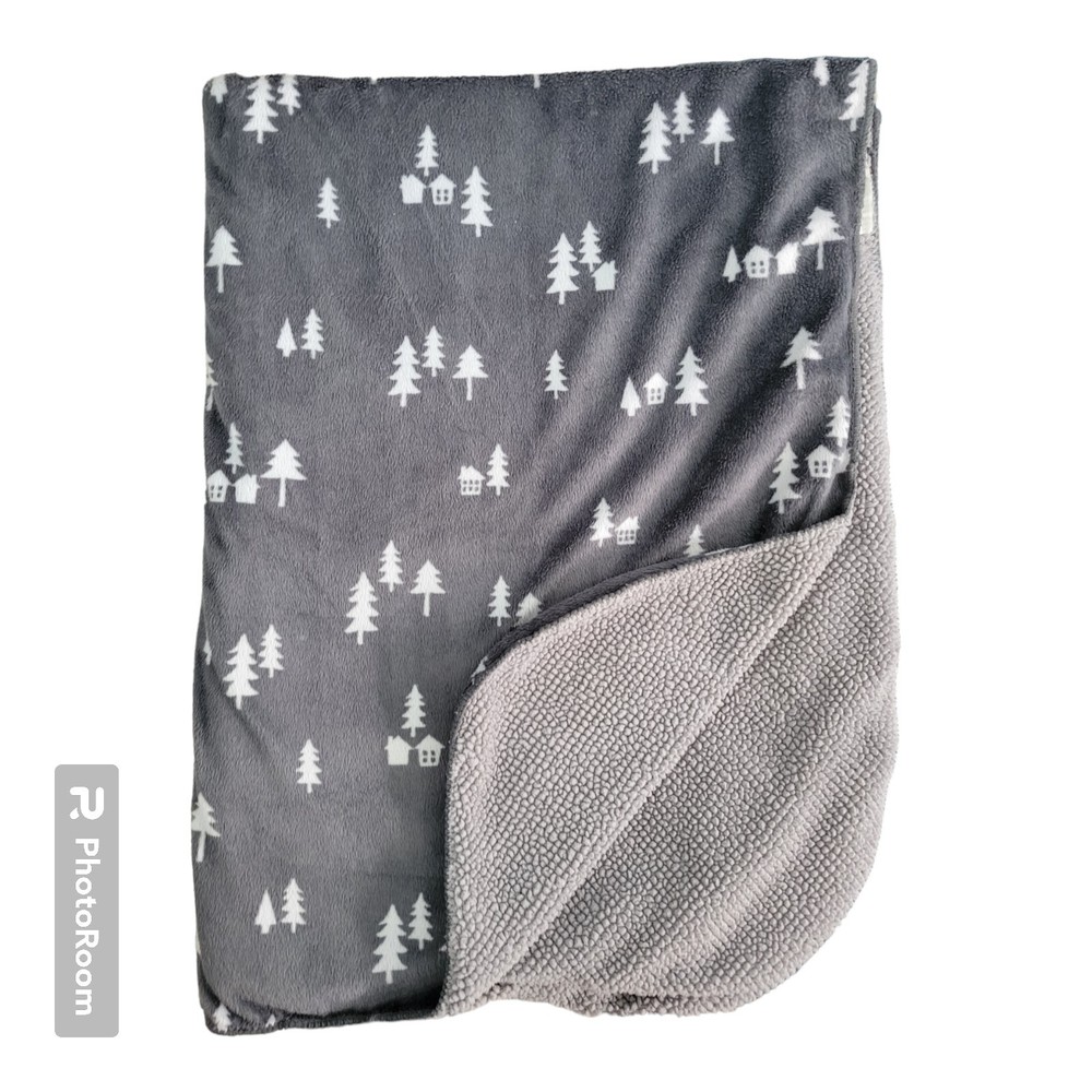 Cloud Island Gray Tree House Sherpa Baby Blanket Soft Security Blanket Target