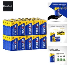 Batteries 9V Block Battery Rectangular 6F22 Low Self Discharge for Smoke...