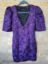 Lulu's Extravagant Party Shiny Purple Floral Jacquard Bodycon Dress Size M READ