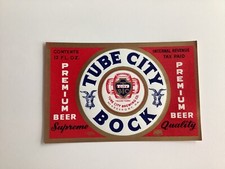 TUBE CITY BOCK BEER IRTP LABEL, 1940s INTERNA...