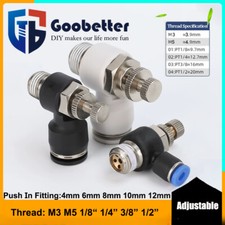 Air Flow Control Valve Tube OD 4-16mm NPT M3 -1/2"Inch Pneumatic Push In Fitting