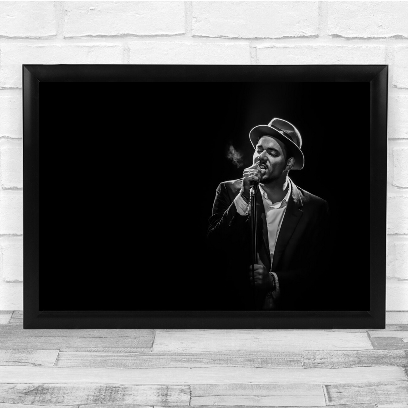 Concert Singer Jazz Hat Ben Loncle Soul Performance Dark Low Wall Art Print