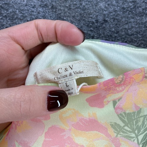 Chelsea & Violet Dress Women L Large Green Floral Short Mini Square Neck Casual - Picture 3 of 7